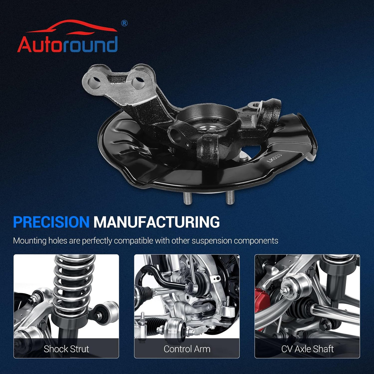 Autoround 698-477 Front Left Steering Knuckle & Wheel Bearing Hub Assembly