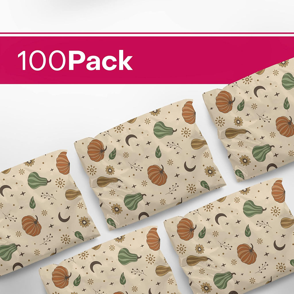 10x13 Poly Mailers, Oh My Gourd Design Shipping Bags, 100 Pack
