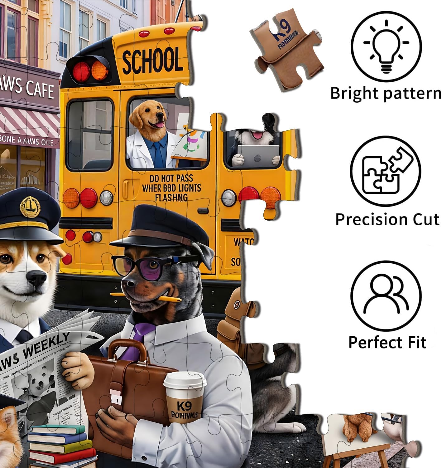Puzzles for Kids Ages 6-8 8-10 Year Old - Colorful Bus Dog Puzzle, 200 Pieces Jigsaw Puzzles for Kids, Learning