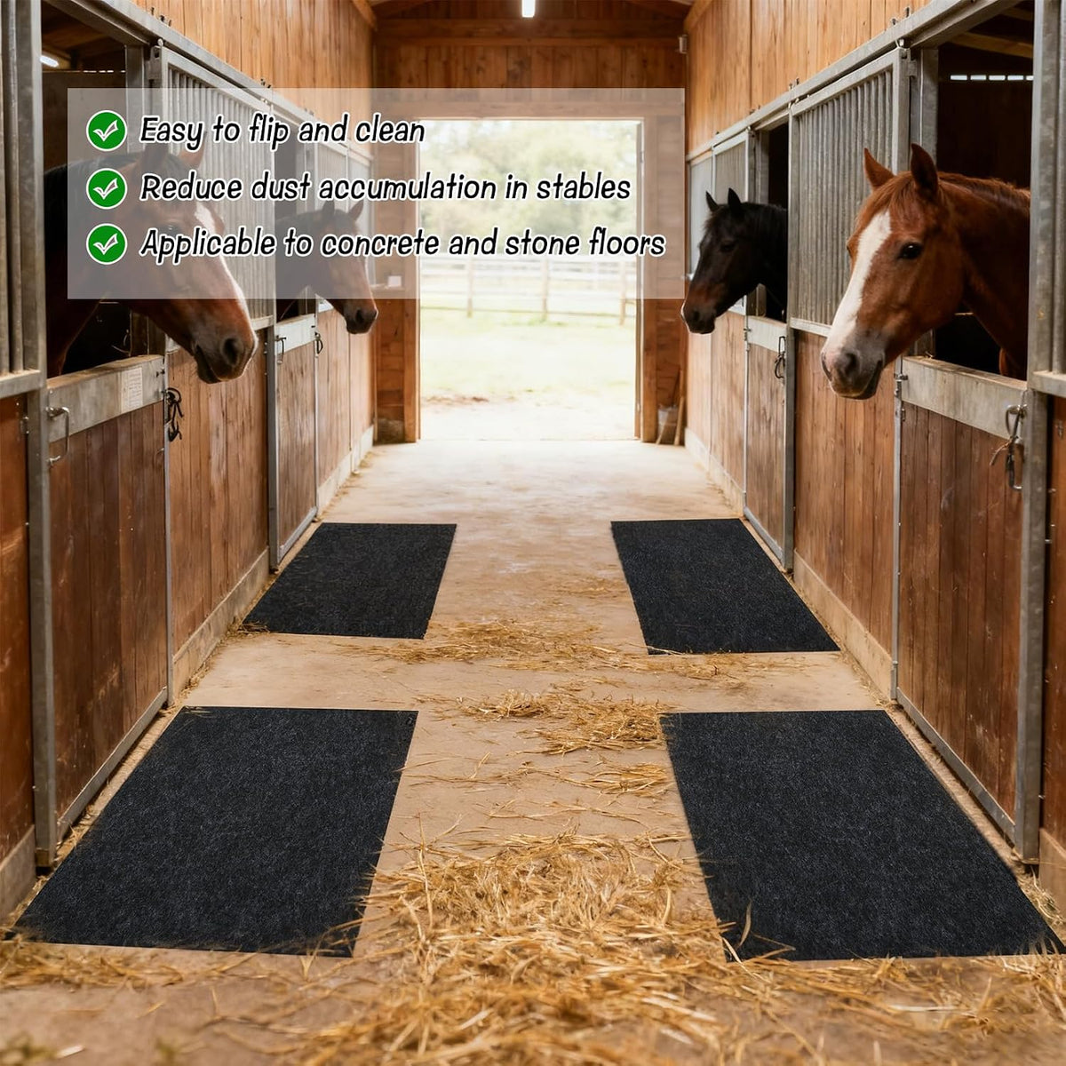 4x6 Ft Horse Stall Mat, Stable Mat for Horses Back Non-Slip Design Mat Backing Moisture Absorbent Easy to Clean for