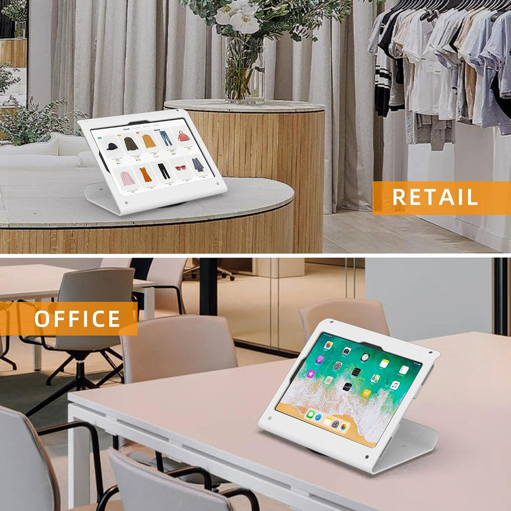 Tablet POS Stand - Heavy Duty Steel Kiosk Stand with 360° Swivel Base Anti-Theft Compatible with 10.9" iPad 10th, Pro
