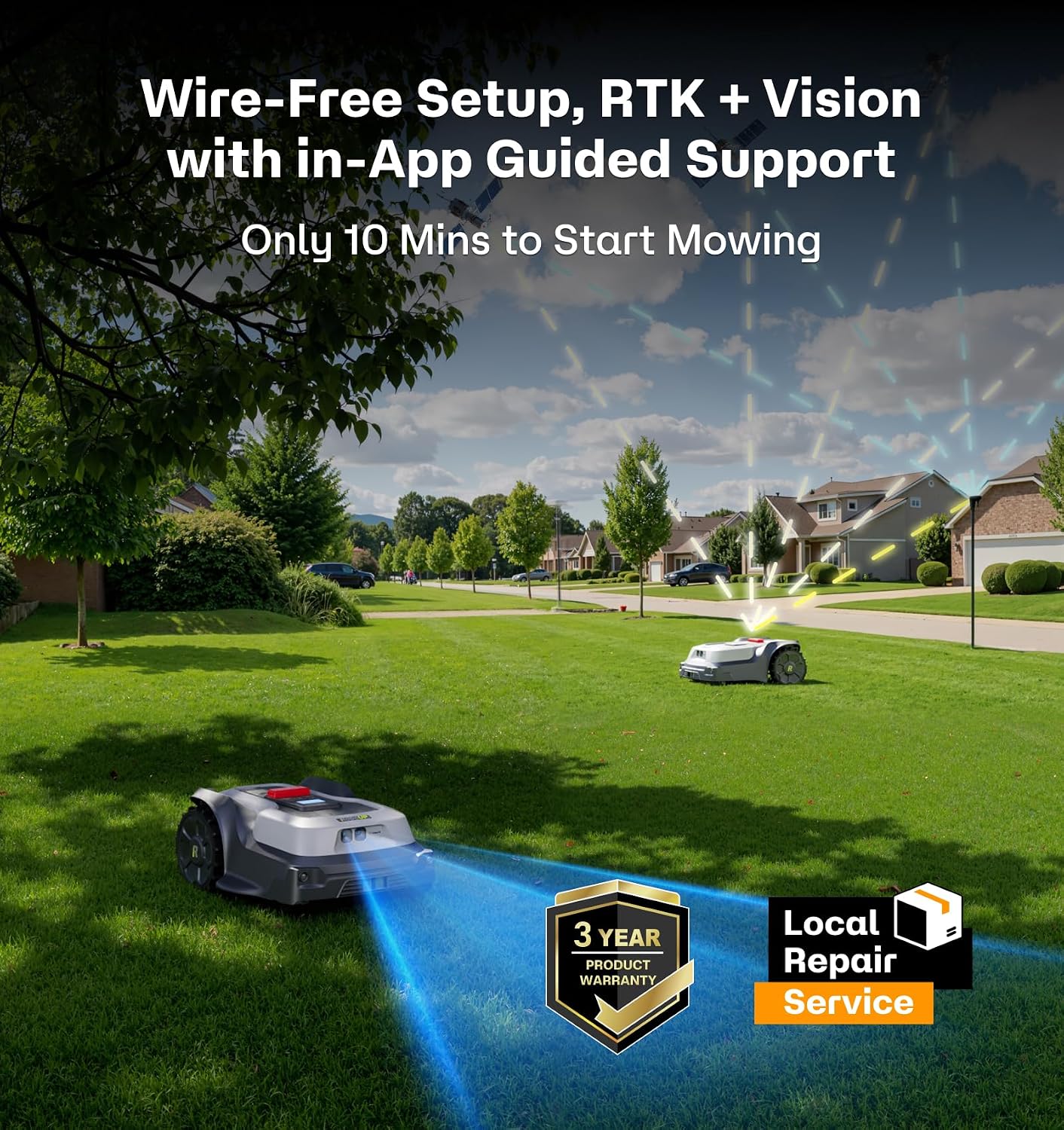 T1200Pro Robot Lawn Mower, RTK+Vision Wire-Free Automatic Robotic Mower for 0.37 Acre, AI Obstacle Avoidance