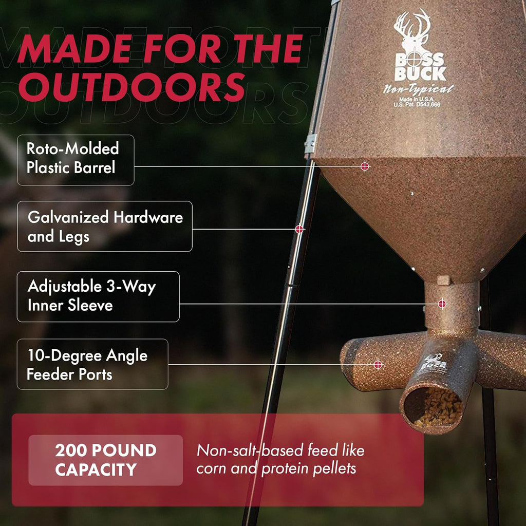 Gravity Deer Feeder for Game & Hunting, 200 lb Corn Capacity