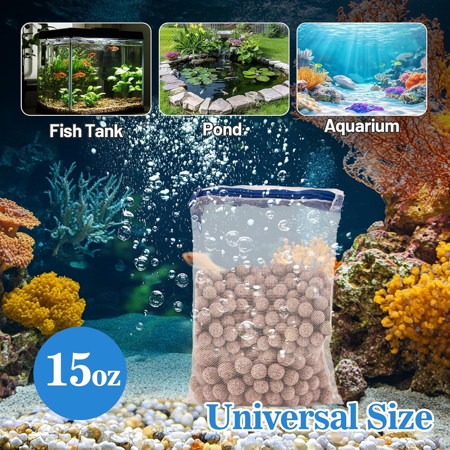 15oz Ceramic Bio Balls - Aquarium Fish Tank Filter Media for Sump Pond | Nano-Tech Bio-Spheres Filter Biomedia Balls