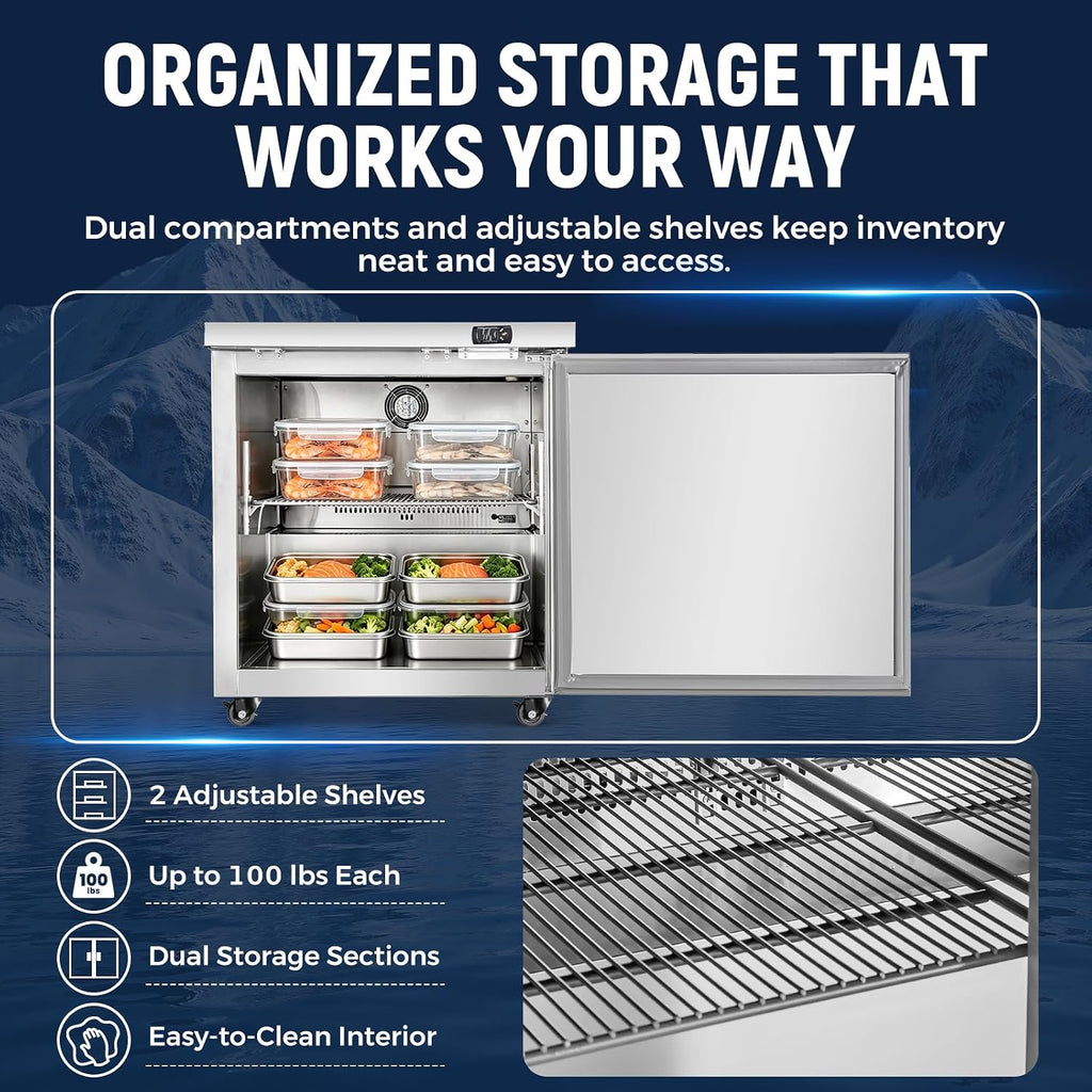 Commercial Refrigerator, 29 Inch, 6.7 Cu.Ft Undercounter