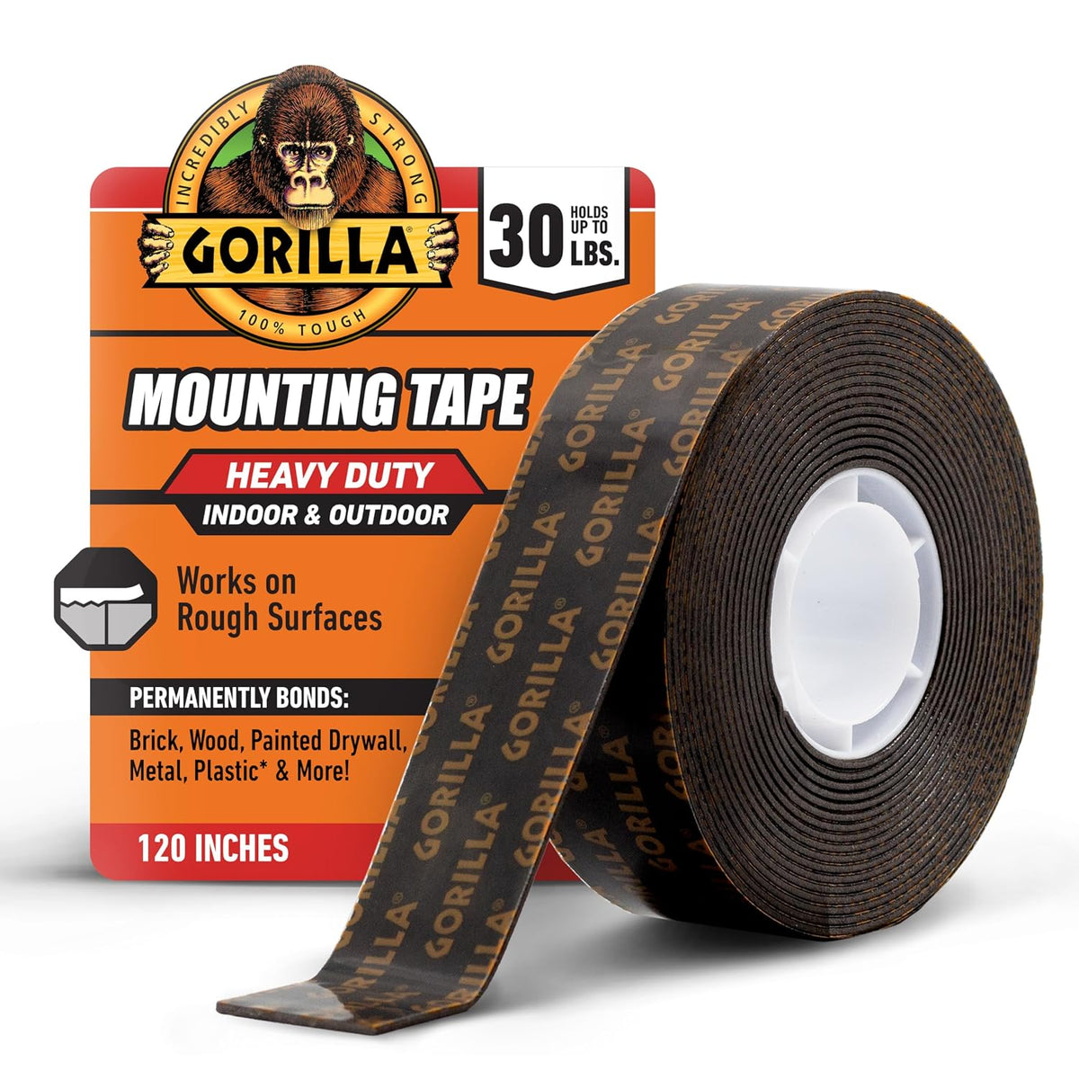 Heavy Duty Mounting Tape, Double-Sided, XL 1" x 120", Black