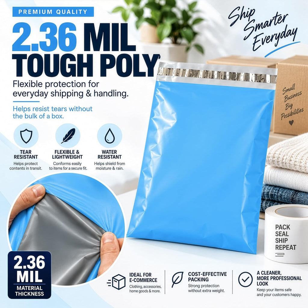 Large Poly Mailers 10 Pack, Shipping Bags, Mailing Bags, 17.5x23 Inch, Blue