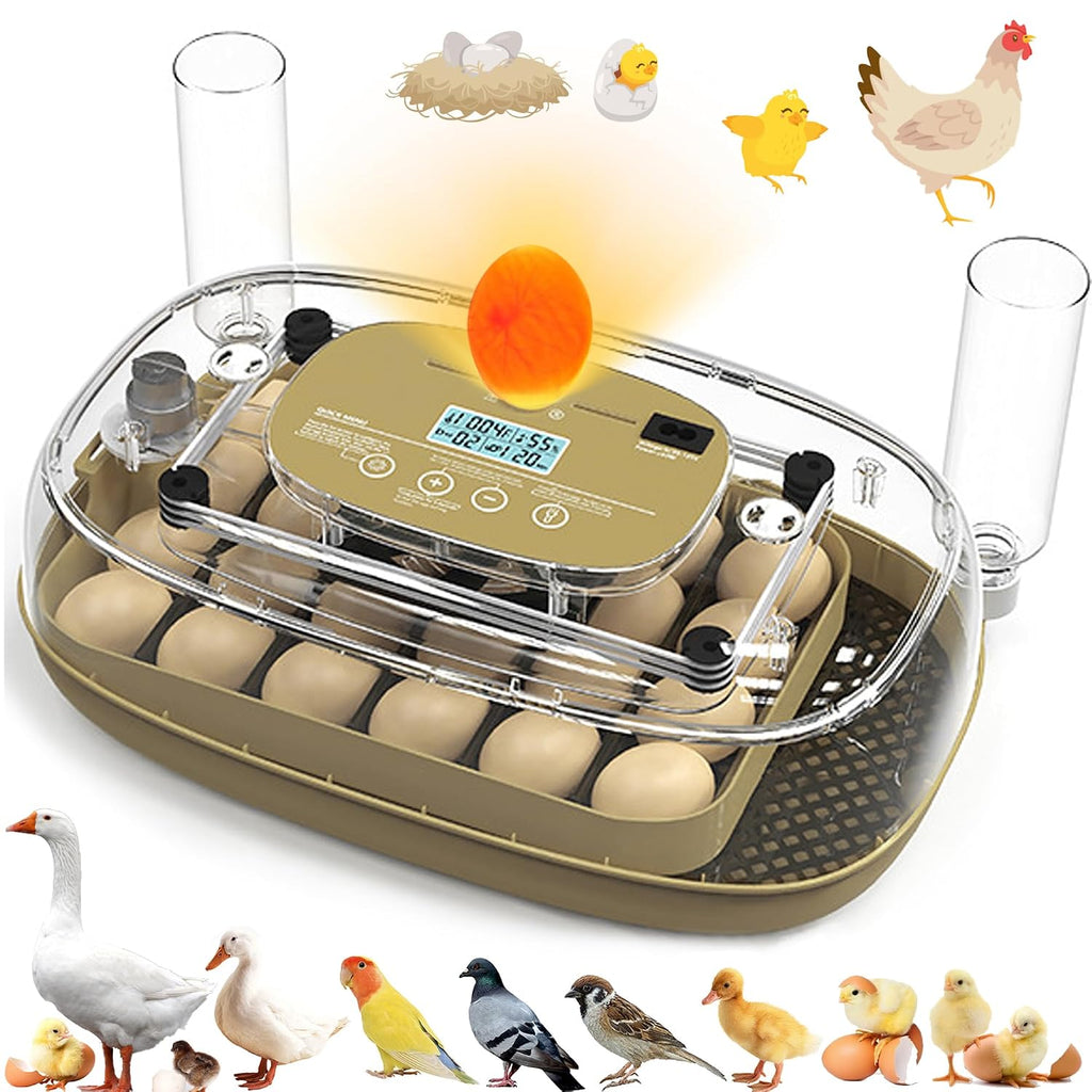 Incubators for Hatching Eggs, 24 Egg Incubator with Automatic Egg Turning and Humidity Control, Egg Candler, 360°