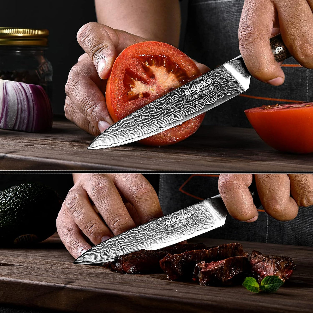 5-Inch Paring Knife - Japanese VG-10 Super Steel 67-Layer Damascus Blade - Fruit Utility Knife for Carving & Peeling