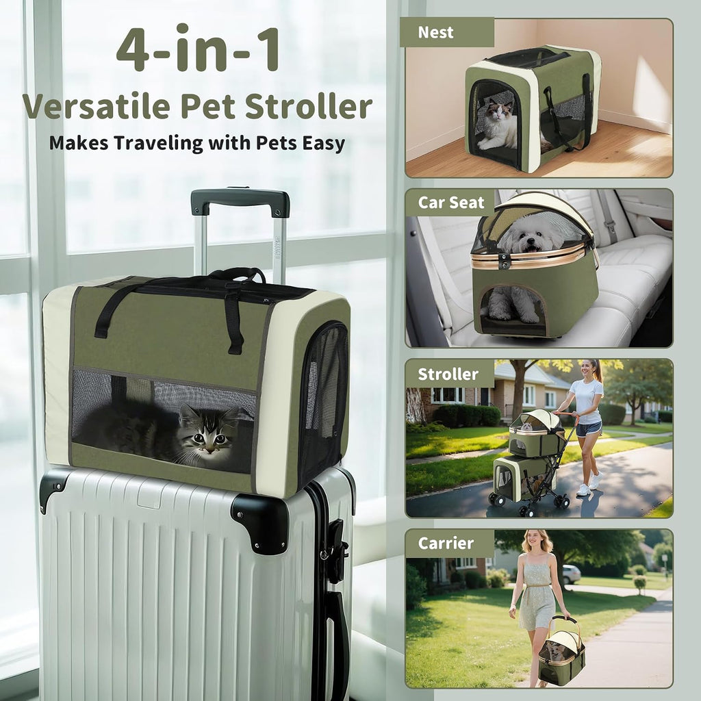 Double Pet Stroller, 4 Lockable Wheels for Small‑Medium Dogs & Cats