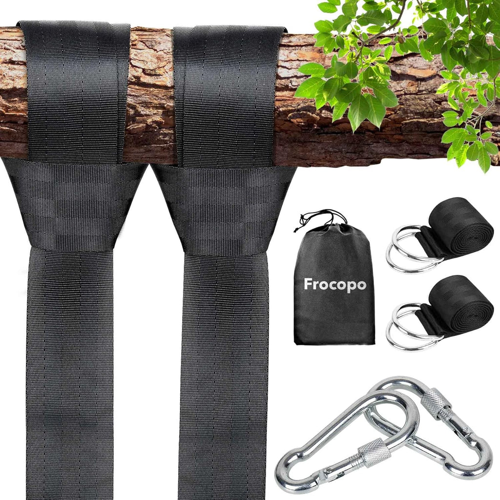 Extra Long Tree Swing Kit, 5FT Premium Nylon Straps Hold 2200LBS, Safety Lock Carabiners, Hammock Hanging Strap Quick