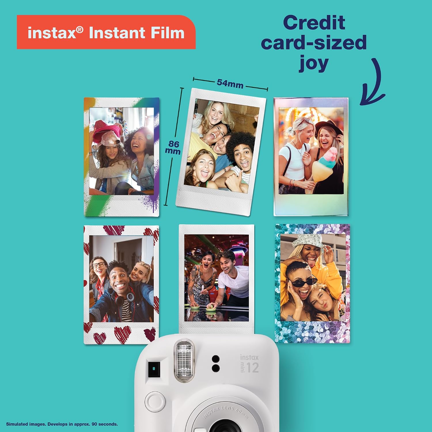Instax Mini 12 Instant Film Camera - Pastel Blue | Instax Mini 12 with automatic exposure and selfie mirror for