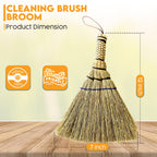 Handmade Whisk Broom, 12-Inch Stiff Sorghum, Bamboo Handle