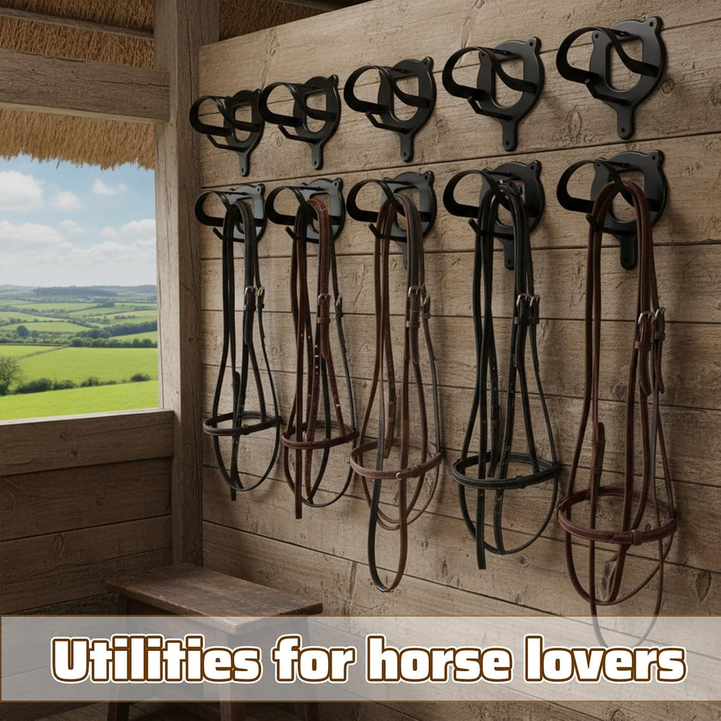 6 Counts Horse Bridle Rack, Metal Bridle Holder with Tubes and Screw, Heavy-Duty Horse Tack Storage Halter Hanger for