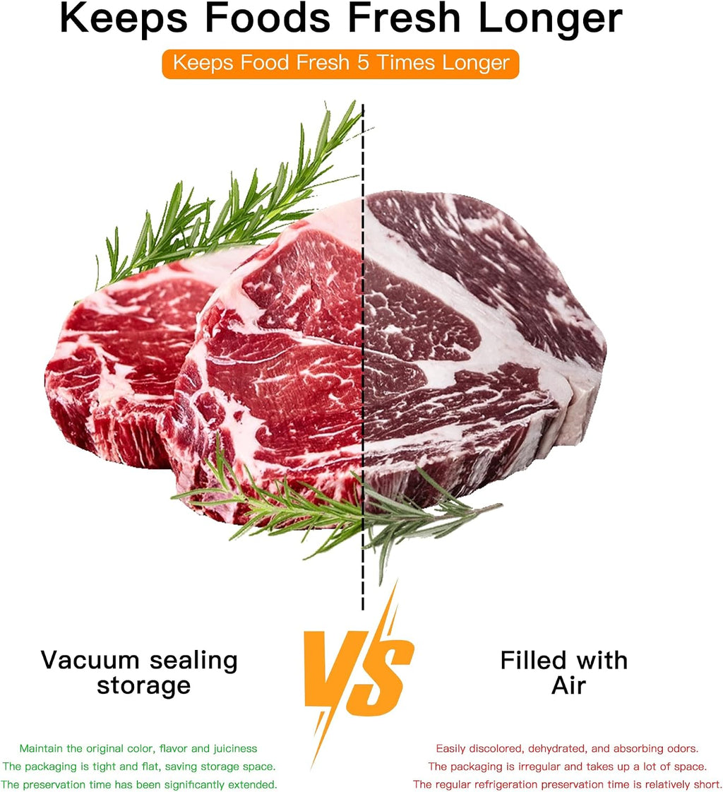 Vacuum Sealer Machine | 80kPa Suction Power| Bags and Cutter Included | Compact One-Touch Automatic Food Sealer with
