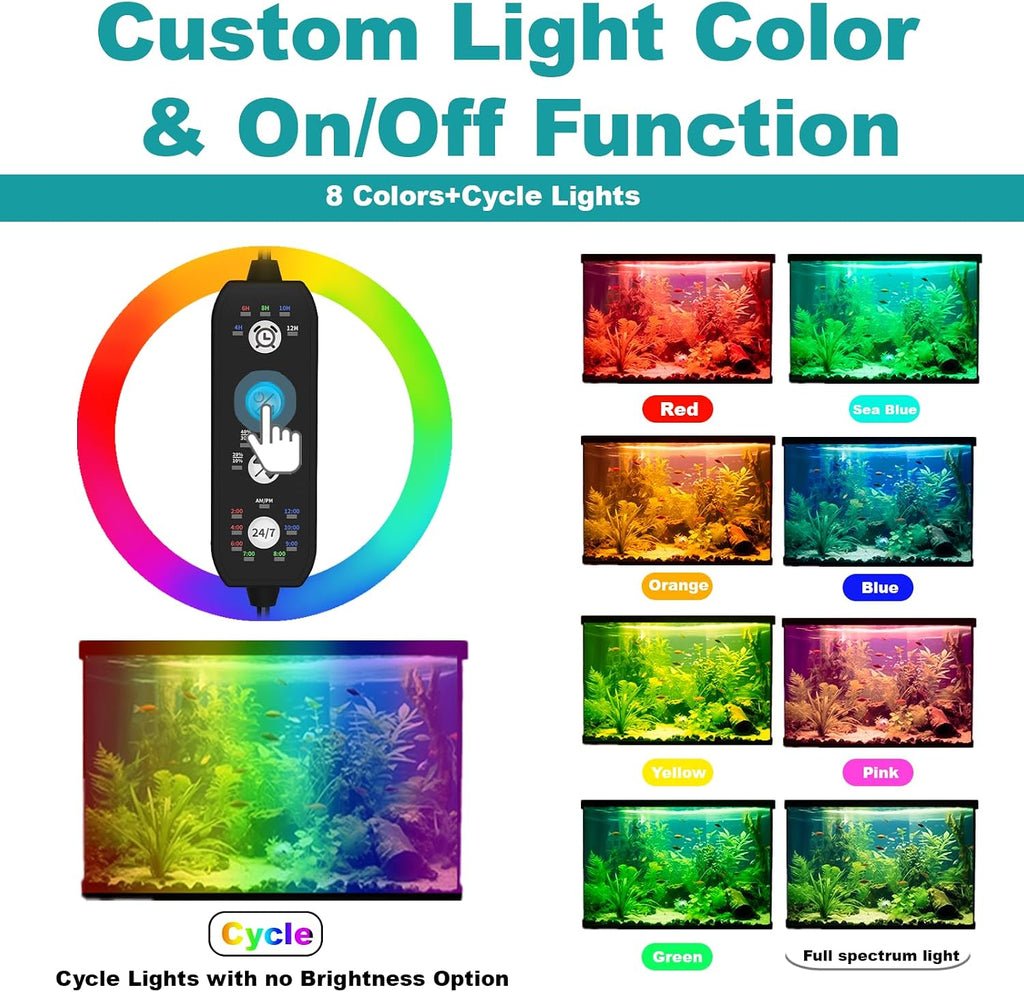 24/7 Submersible LED Aquarium Light for Plants Fish Tank, 15 Inch | IP 68 Waterproof Full Spectrum Led Aquarium Plant