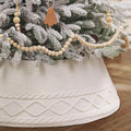 Christmas Tree Collar Skirt,Knitted Cream White Diamond Edge Cable Stand Farmhouse Rustic Tree Ring for Artificial