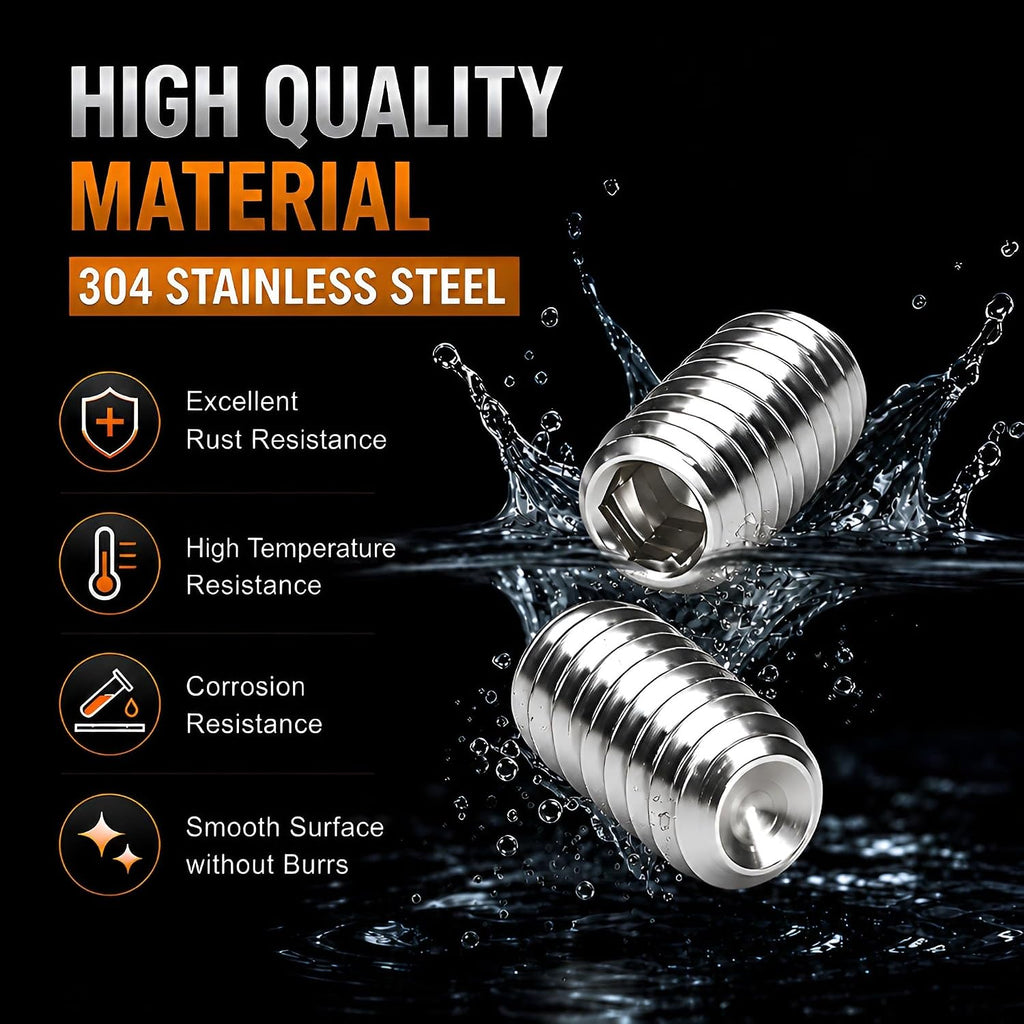 70Pcs #8-32 x 5/16" Set Screws, Hex Socket Grub Screws with Cup Point