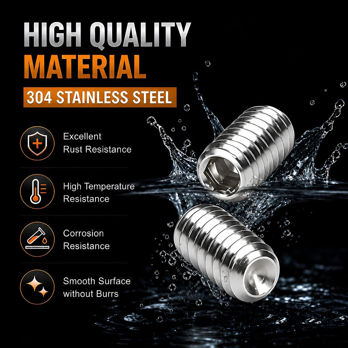 100Pcs #6-32 x 3/16" Set Screws, Hex Socket Grub Screws with Cup Point