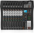 8-Channel Audio Mixer, Recording Sound Board with Bluetooth | DJ Mixer Board with 48V Phantom, USB & XLR Interface