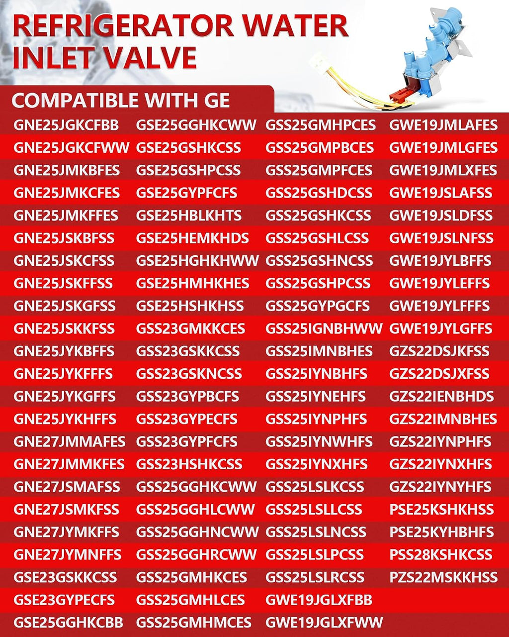 GNE25JYKBFFS GNE25JYKFFFS Refrigerator Water Inlet Valve Fit for GE GSS25GYPGCFS GWE19JYLBFFS GWE19JYLEFFS GWE19JYLFFFS GNE25JMKBFES GNE25JSKBFSS GNE25JYKHFFS GNE27JSMAFSS GNE27JYMNFFS GSE25GYPFCFS