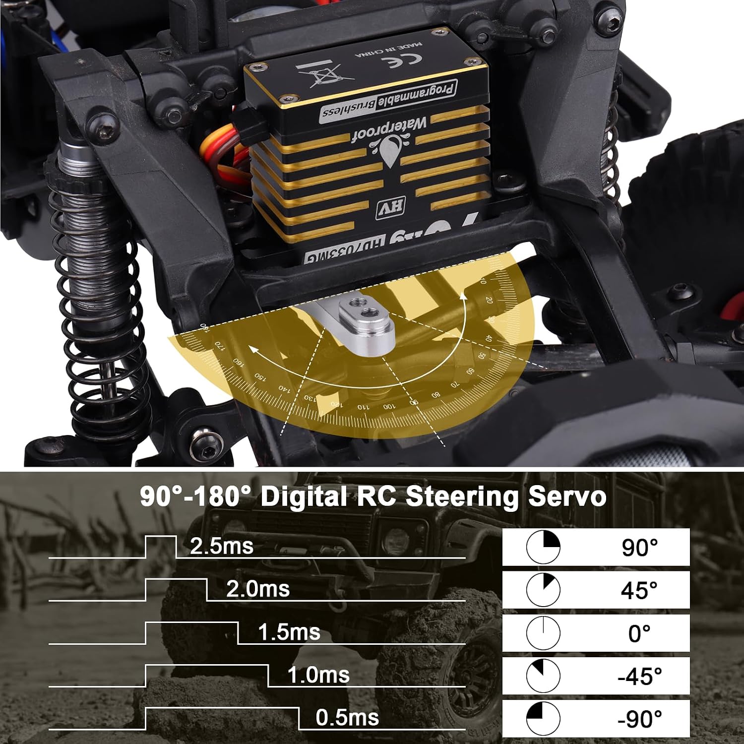 Waterproof 966oz-in 70KG Servo High Torque Servo Brushless Motor 8.4V HV Servo Metal Gear RC Servo Programmable for
