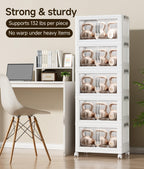 175 QT Stackable Storage Bins with Lids, 5 Tier Collapsible Plastic Storage Cabinet with Magnetic Doors, Removable