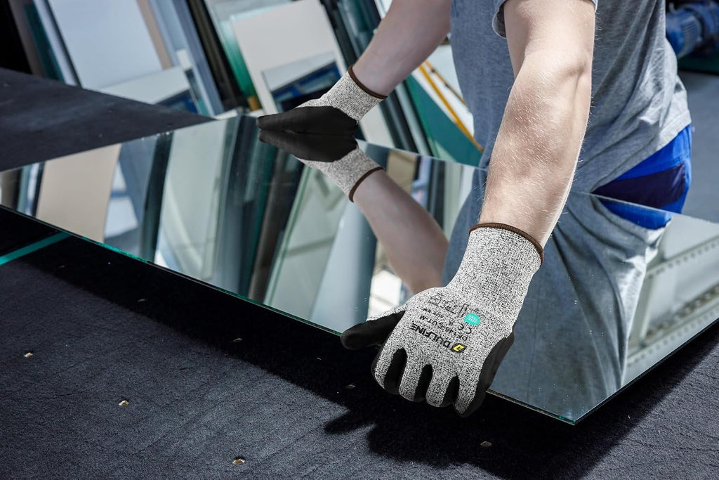 A3/A4/A9 Cut Resistant Work Gloves for Men Women,Touchscreen Foam Nitrile Coated,Ideal for Glass Cutting Wood Carving