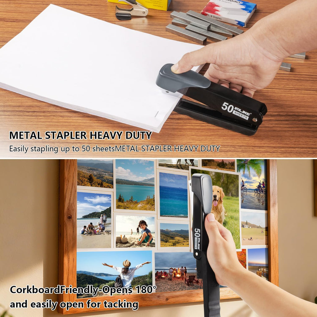 Heavy Duty Stapler, IMLIKE 50 Sheet Full Strip Stapler, Anti-Jam Non-Slip with 5000pcs 26/6 Staples and 1000pcs 23/8
