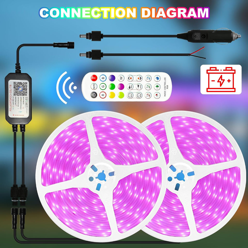 Gliztech 50FT Led Boat Lights, Marine Pontoon Led Lights with App