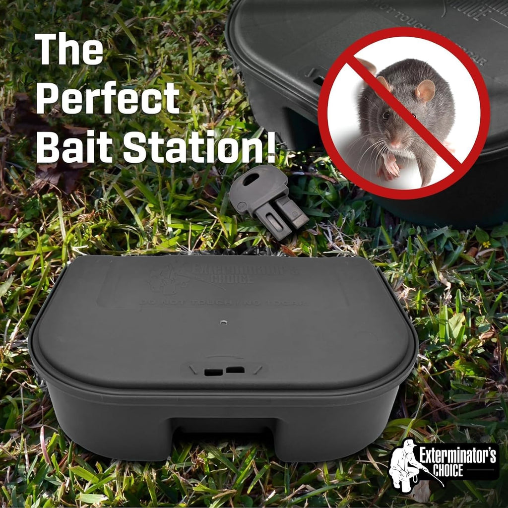 Mice Bait Station Boxes (6 Pack, with 1 Key) | Heavy Duty Mouse Trap Holder Great for Catching Rats and Mice Pest
