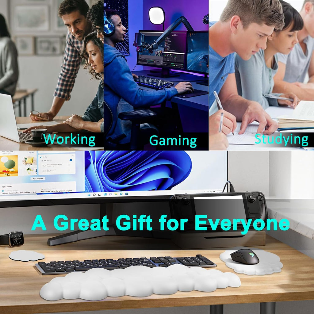 Cloud Keyboard and Mouse Wrist Rest Pad for Computer Arm Pain Relief- Ergonomic Wrist Support Mousepad with Non-Slip