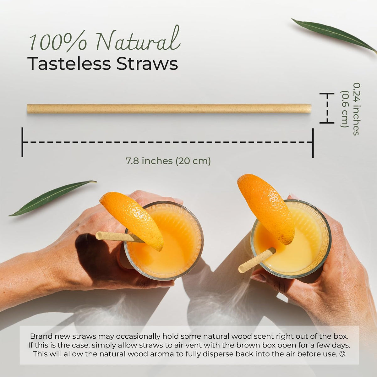 Biodegradable Sugarcane Disposable Straws, Plastic-Free, 150 Count