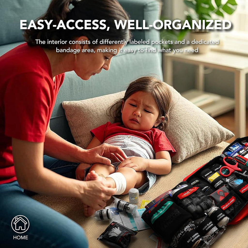 430 Piece First Aid Kit, Well-Organized Premium Waterproof Compact Trauma Medical Kits for Any Emergencies, Ideal for