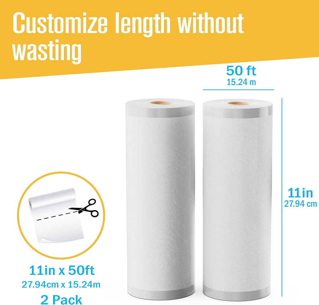 Vacuum Sealer Bags for Food, Vacuum Seal Bags, 50FT, 2 Pack, Large