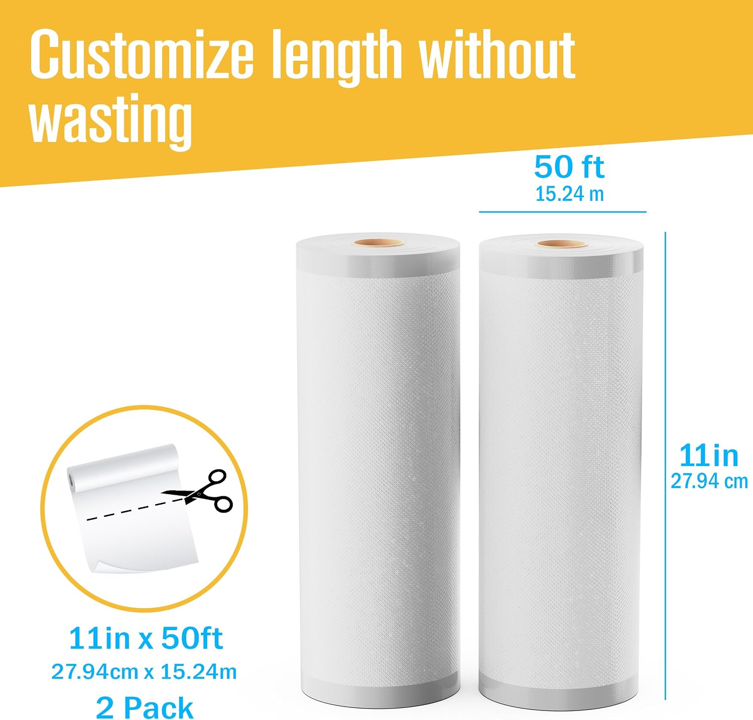 Vacuum Sealer Bags for Food, Vacuum Seal Bags, 50FT, 2 Pack, Large
