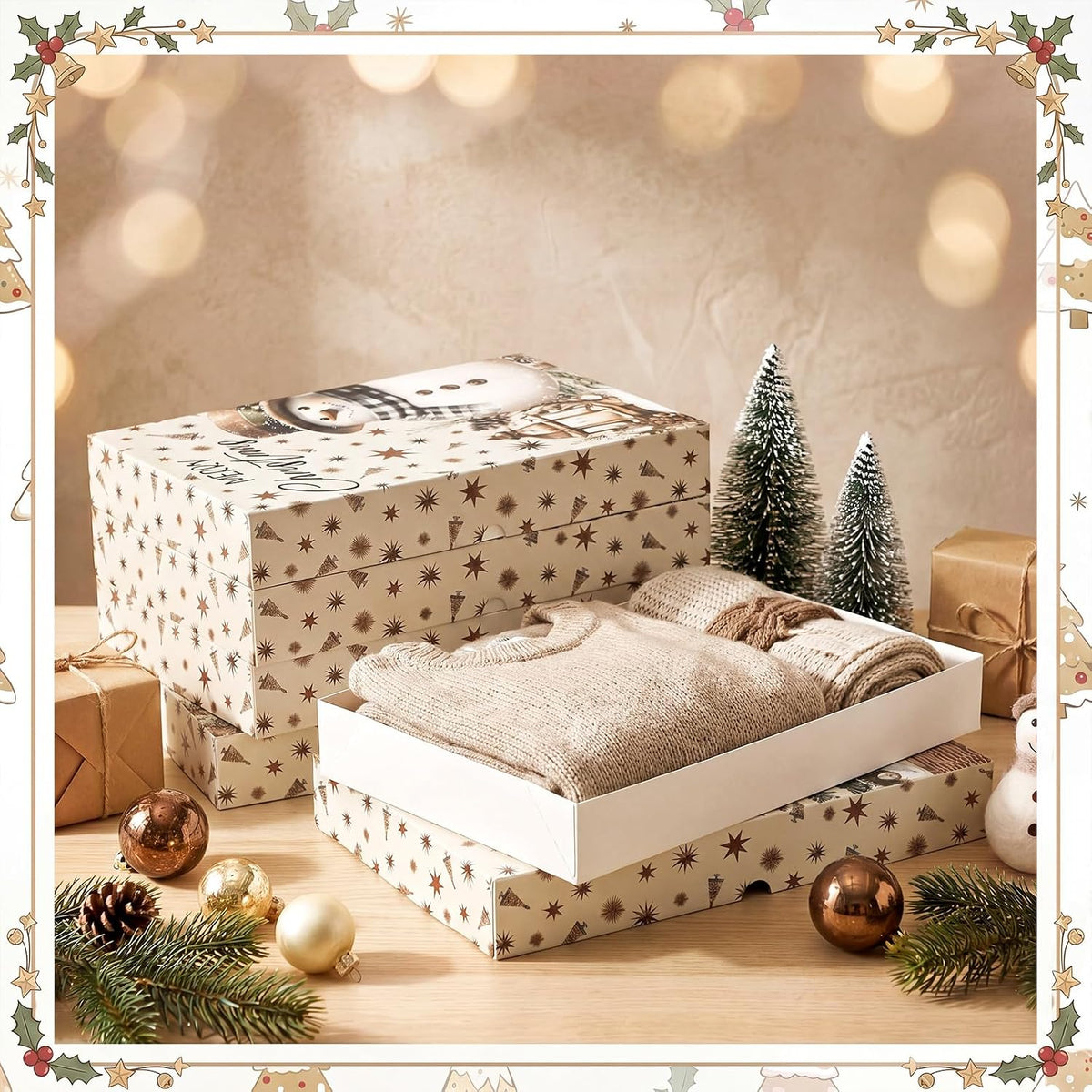 12 Pack Christmas Shirt Gift Boxes with Lids Sweaters Box