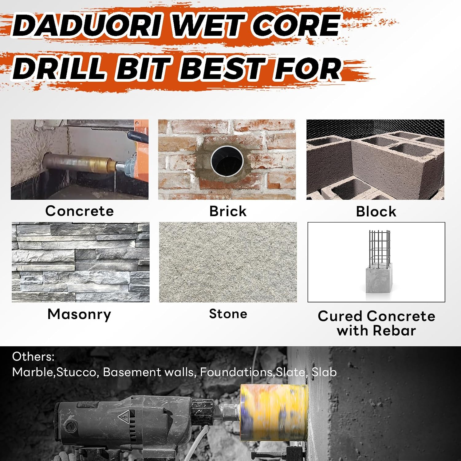 3 1/2 Inch Wet Core Drill Bit, 3.5" Core Bits for Concrete, 1-1/4"-7 Thread, 14" Drilling Depth Diamond Core Drill