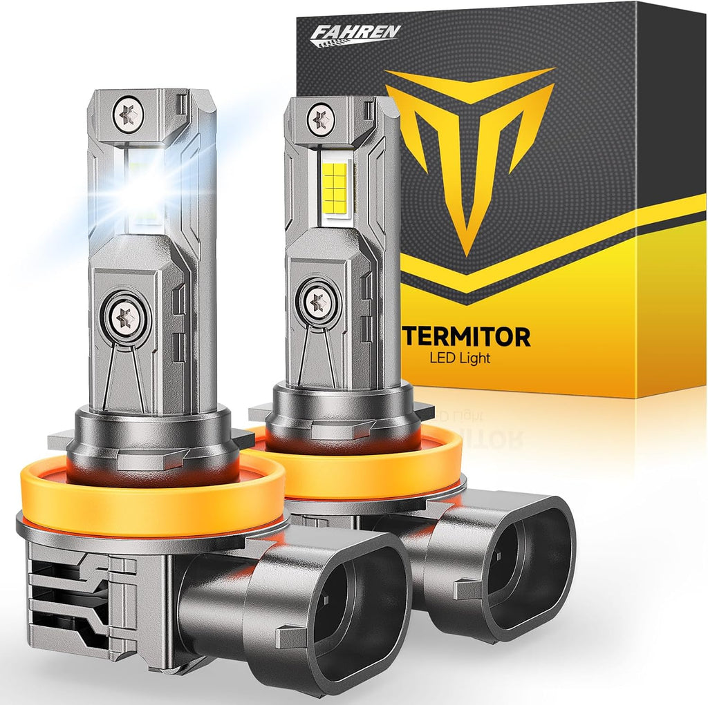 H11/H9/H8 Light Bulb 120000LM 900% Brighter 6500K Super Bright 1:1 Mini Size Tail Light Lenses Cooling Fan, Plug &