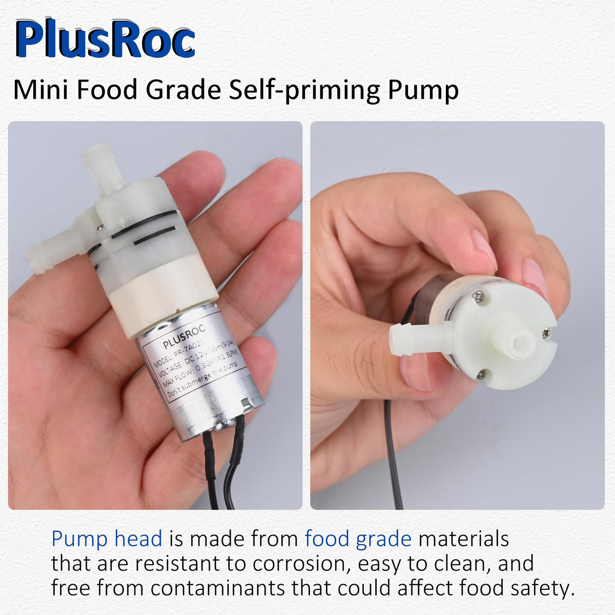 PlusRoc 12V DC Small Water Transfer Pump Self Priming 1.3LPM