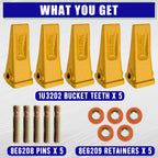 5 Pack 1U3202 Bucket Teeth, for CAT Cater-Pillar Style J200 Series