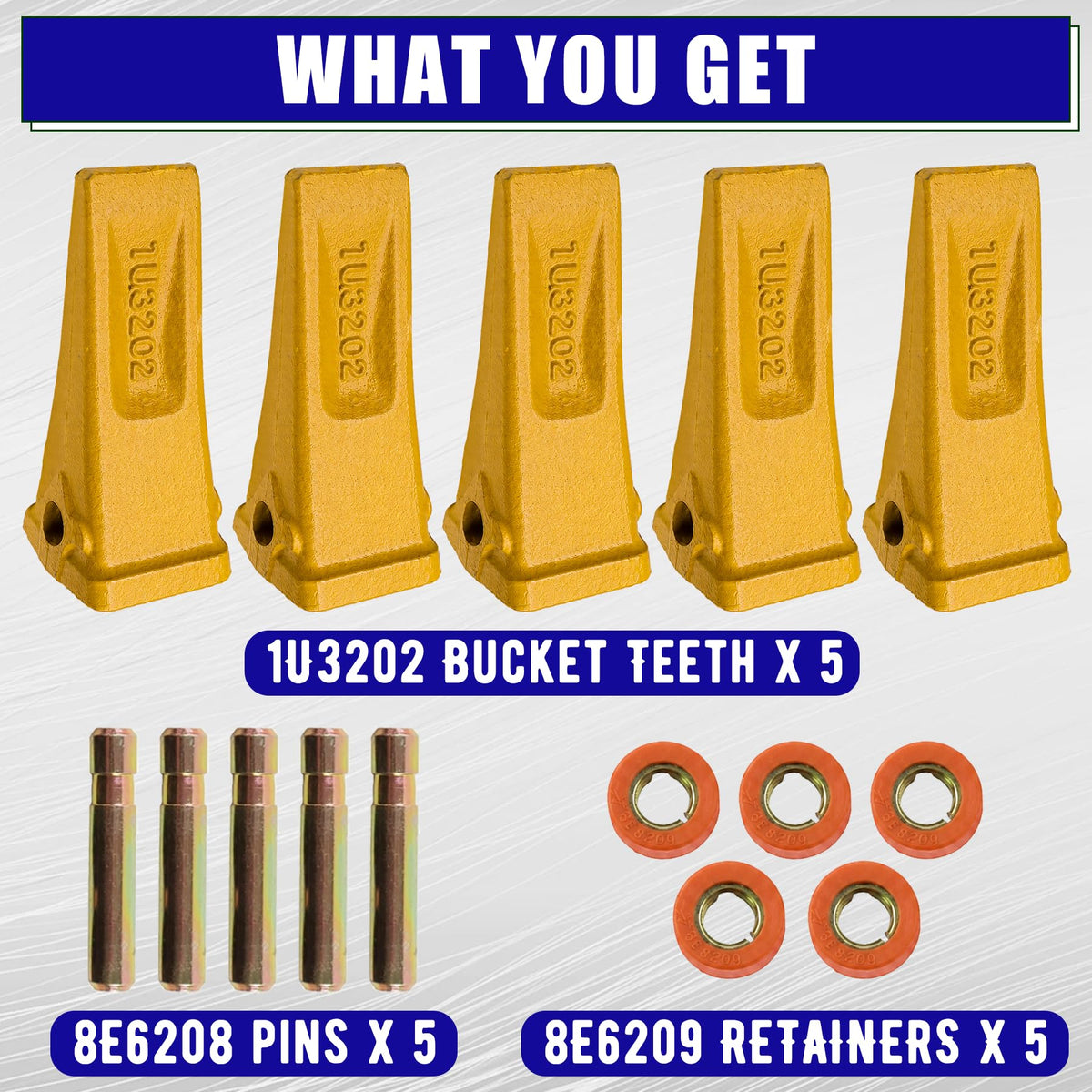 5 Pack 1U3202 Bucket Teeth, for CAT Cater-Pillar Style J200 Series