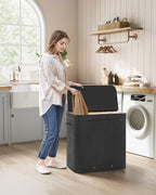 Bamboo Laundry Hamper with Lid, 39.6-Gallons, with Handles