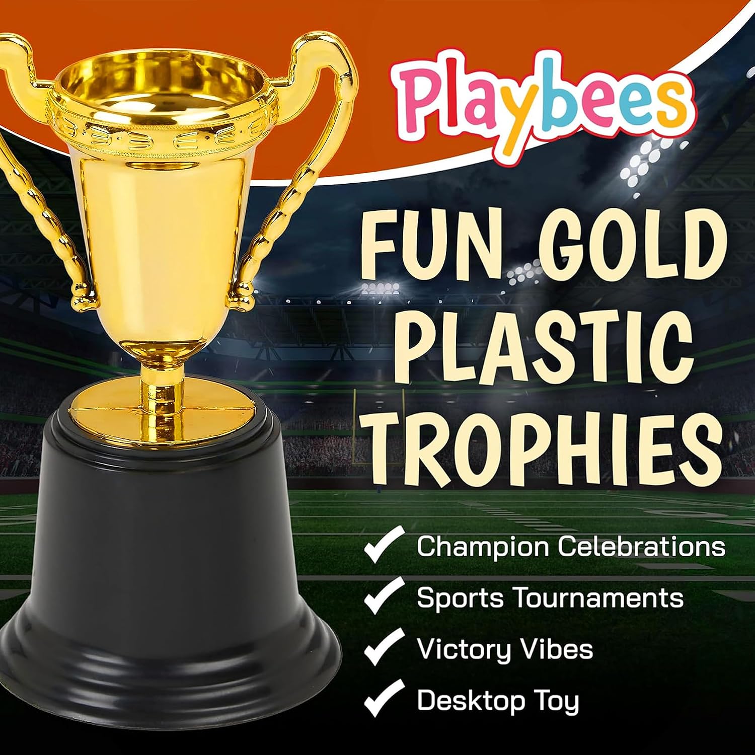 Fun Gold Plastic Mini Trophies - 12 Pack - 5 Inch - Award Trophy Cup Set for Superstar Kids - Champion Celebrations