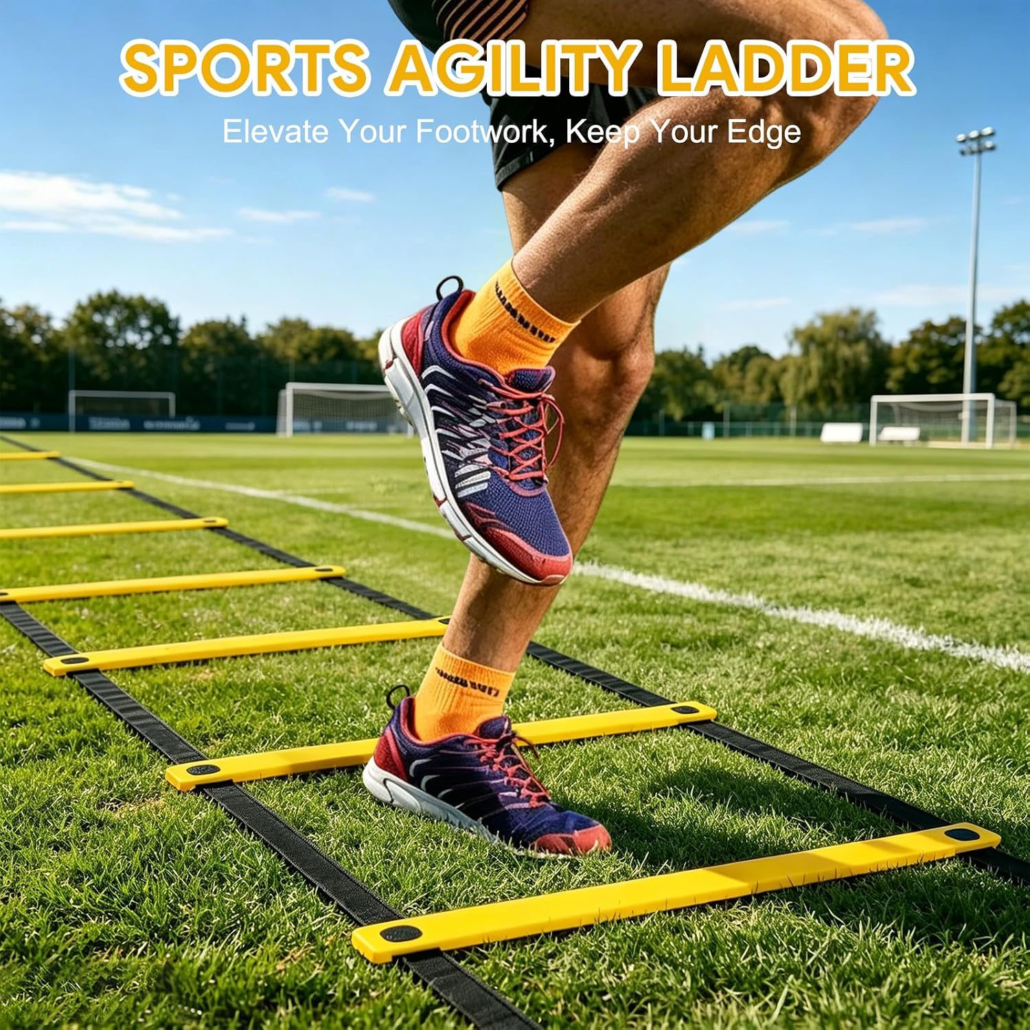 20ft Agility Ladder with Carry Bag, Portable Footwork Drills for Athletes | Speed Ladder Sports Equipment for Fitness