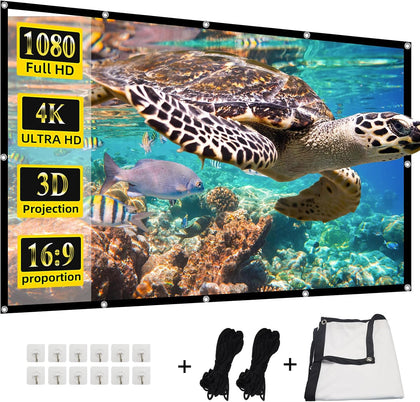 Projector Screen,HUANYINGBJB 4K 16:9 HD Rear Front Projector Screen Foldable Projection Screen Double-Sided Portable