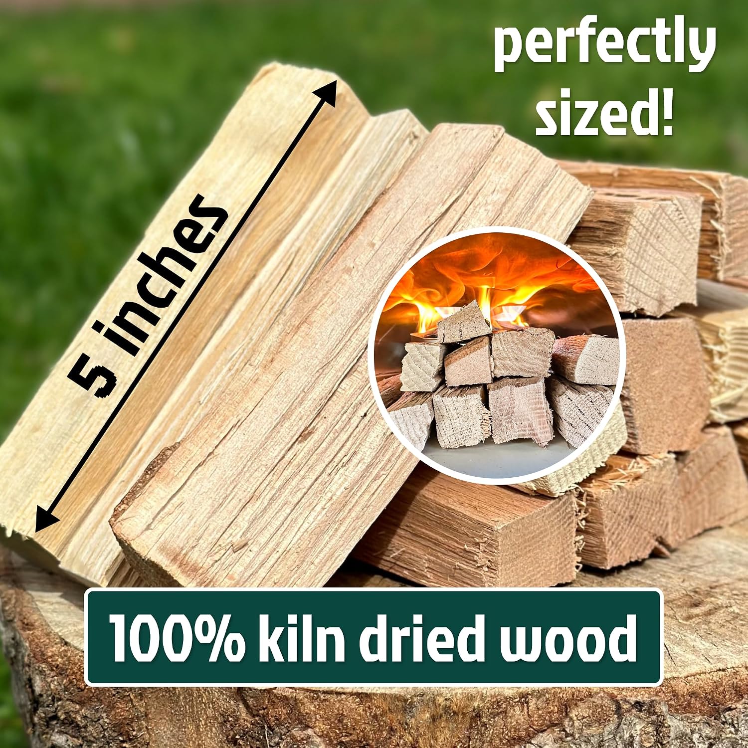 Savory Blend 5 Inch Universal Cooking Firewood - 14lbs. ~1000cuin Premium Kiln Dried Cooking Wood for Grills, Smokers