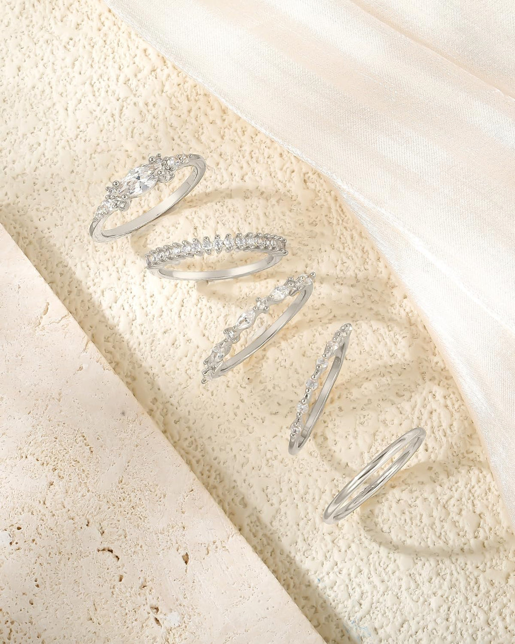 Stackable Gold Rings for Women Set Dainty 18K Gold Plated Cubic Zirconia Thumb Rings Thin Eternity Engagement Rings