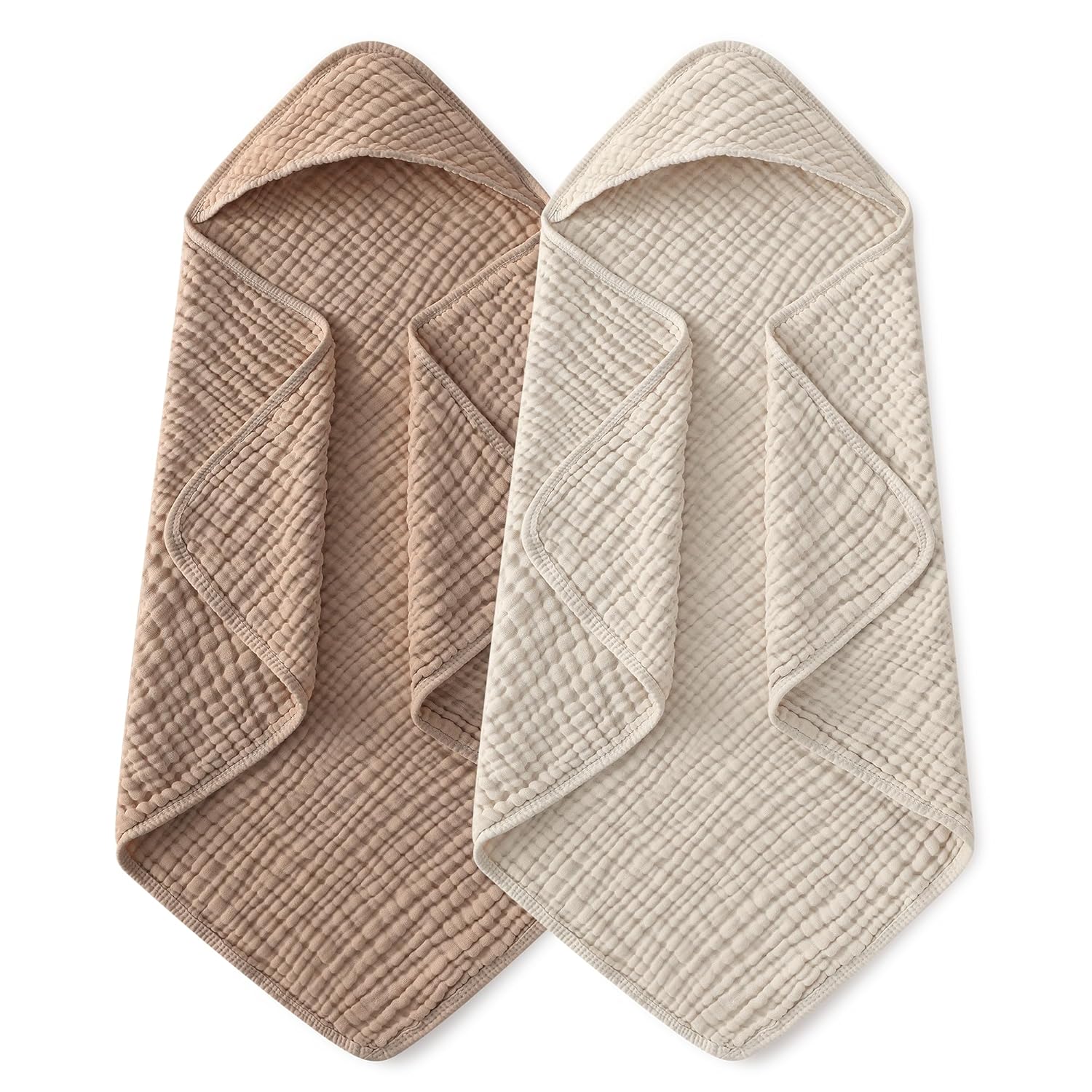 Hooded Baby Towels for Newborn 2 Pack 100% Muslin Organic Cotton Baby Bath Towel with Hood for Babies, Infant