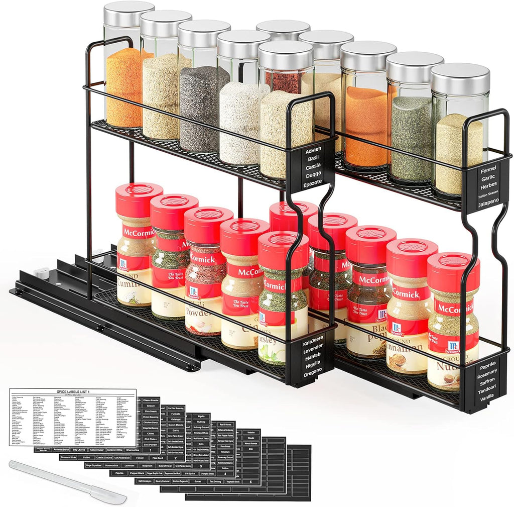 Pull Out Spice Rack Organizer for Cabinet, Heavy Duty Slide Out Seasoning Kitchen Organizer, Cabinet Organizer, with